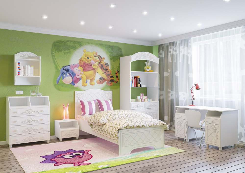 Модульная детская «Соня Премиум» Белый структурный/ясень патина