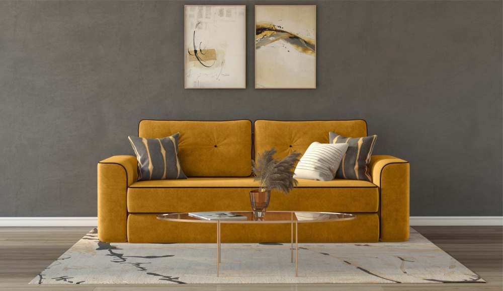 Диван прямой «Сиеста» Ultra mustard/Ultra chocolate