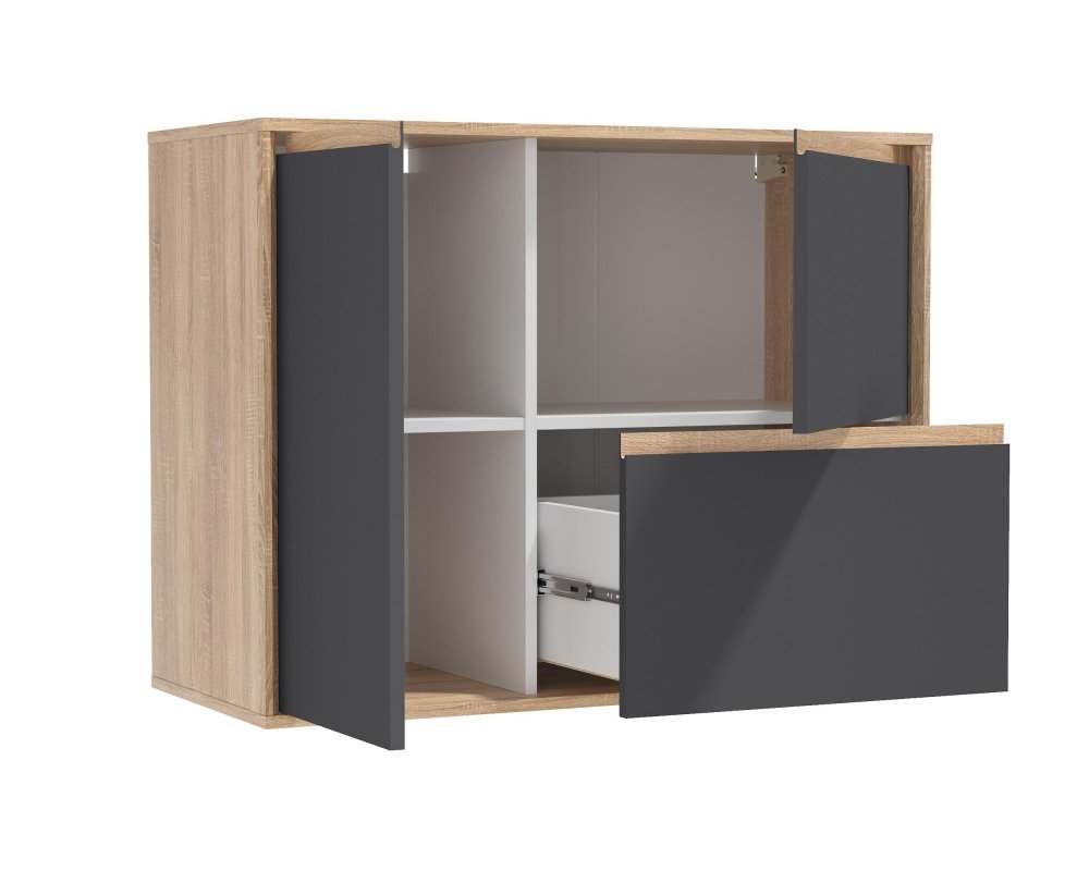 Шкаф навесной 48.03 «Берта» Дуб сонома/Диамант серый