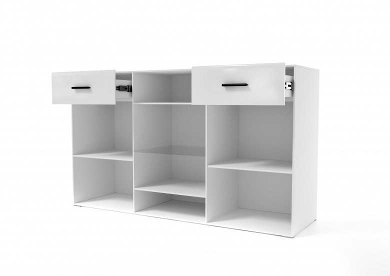 Комод-витрина «Соло» Белый/МДФ Белый глянец