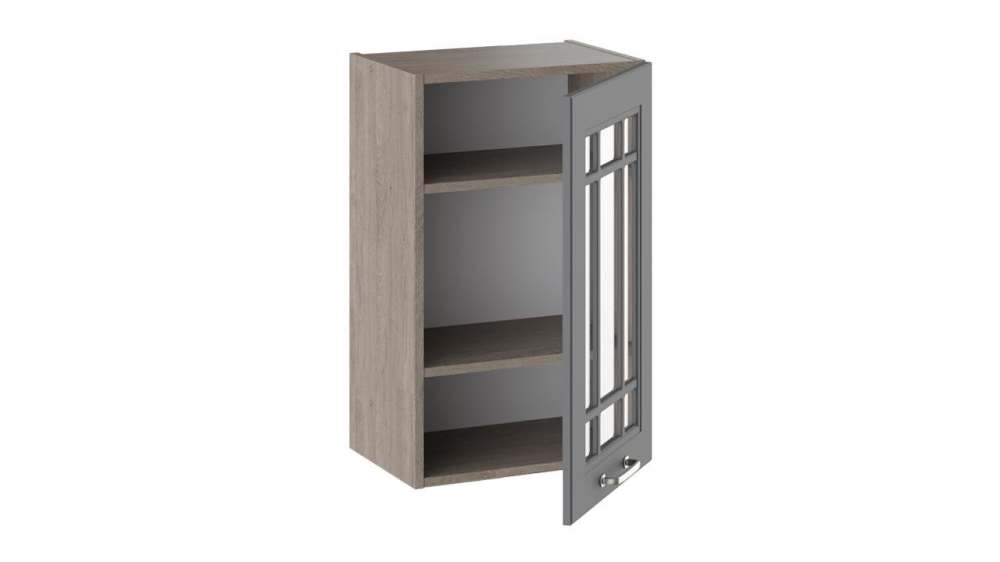 Шкаф навесной со стеклом «Одри» В_72-45_1ДРс Серый шелк