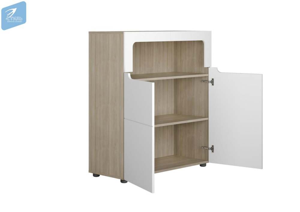 Тумба ТМ-033 «Палермо-3» Ясень шимо светлый/МДФ Белый глянец