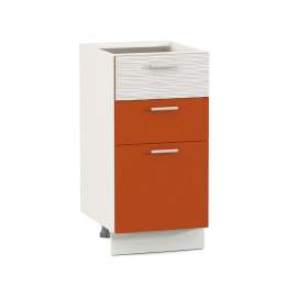 Стол 400 3 ящика «Жанна» морковный металлик