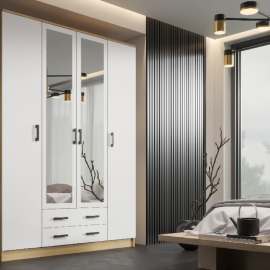 Шкаф «Квадро» Дуб Вотан/Белый гладкий