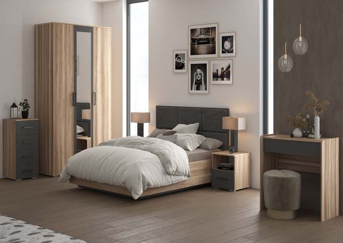 Модульная спальня «Betti» Дуб каньон/Графит серый