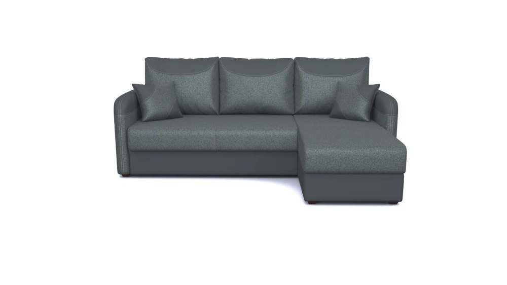 Диван-кровать угловой «Чикаго» Жаккард крона графит/кожзам серый