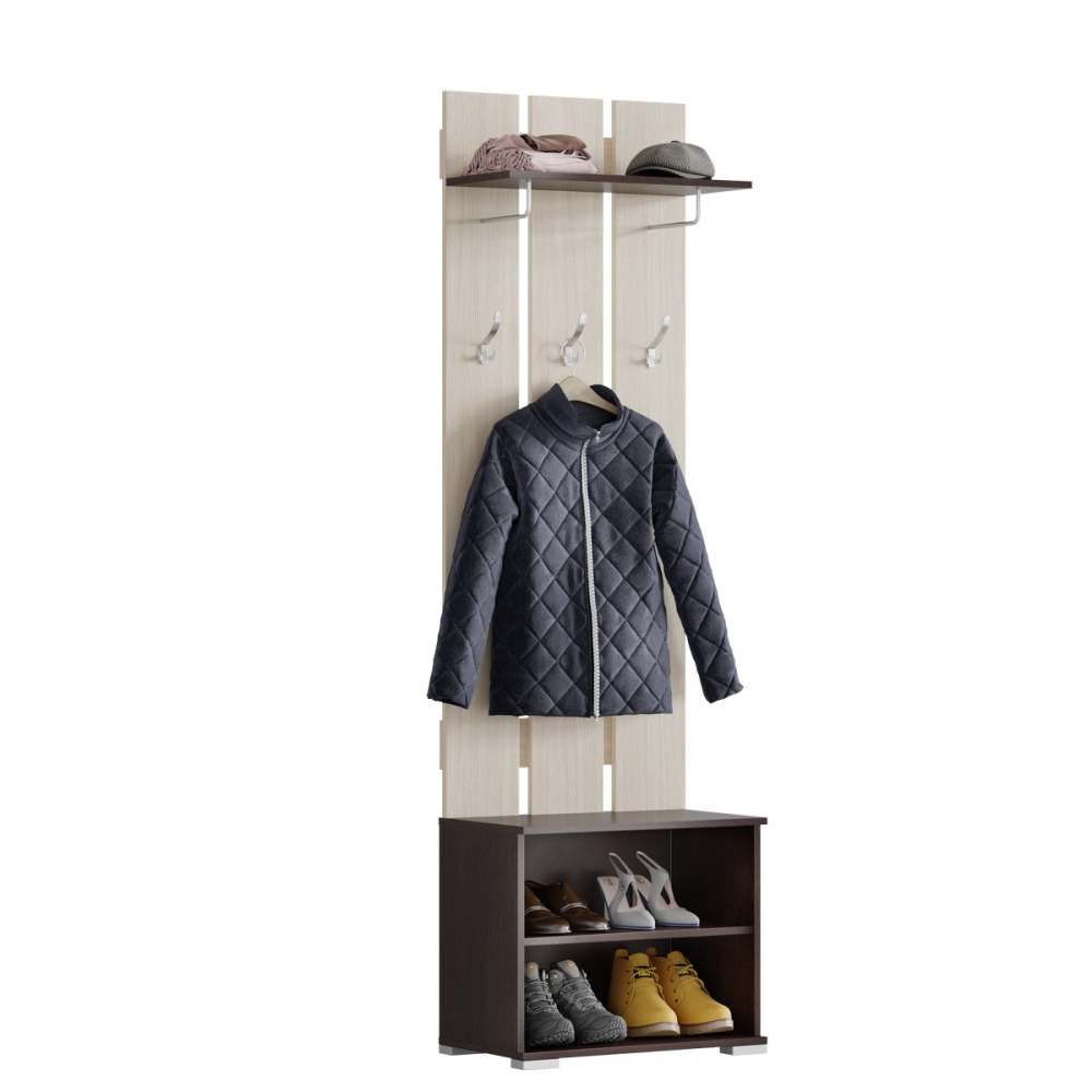 Вешалка с тумбой ВШТ-03 «Юнона-2» Венге/Дуб молочный