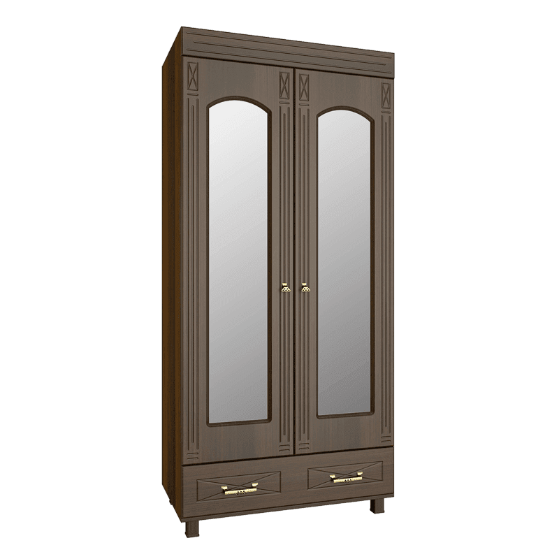 Шкаф платяной с зеркалом «Элизабет» ЭМ-16 Орех темный
