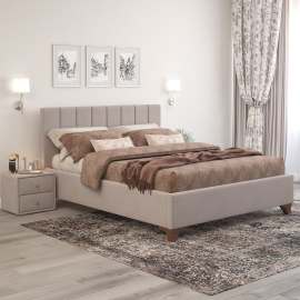 Интерьерная кровать «Оливия», размеры: 140/160/180 см  Микровелюр бежевый