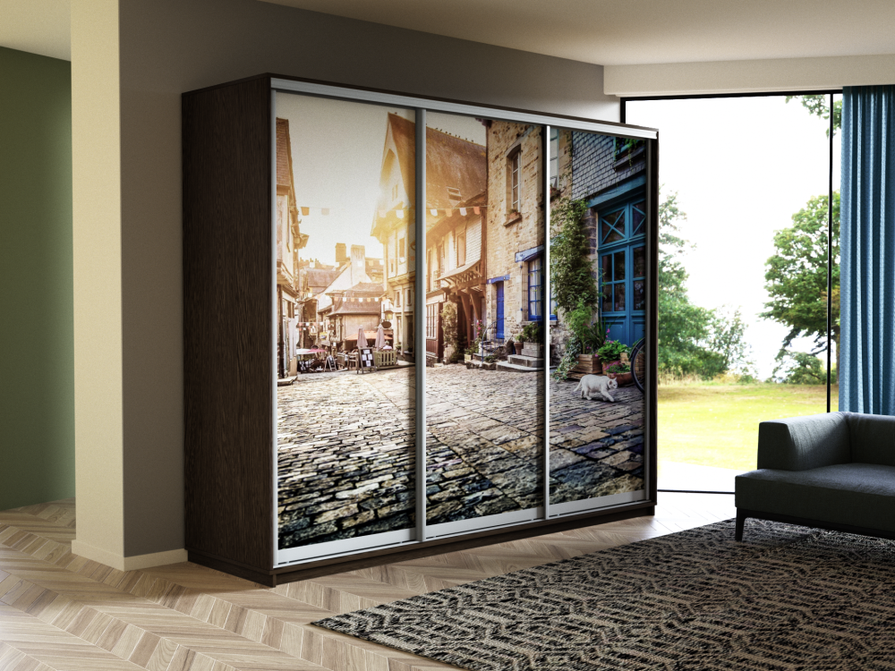 Шкаф-купе «Экспресс Трио» 2400 Фото Улица, ширина 180/210/240 см