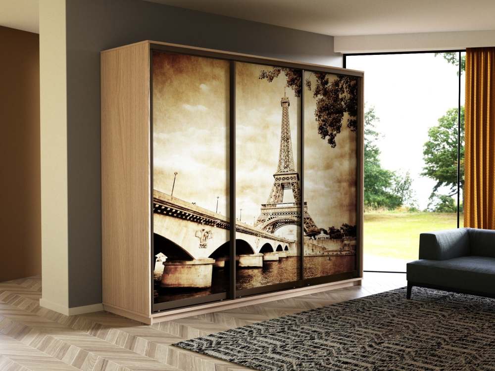 Шкаф-купе «Экспресс Трио» 2400 Фото Париж, ширина 180/210/240 см