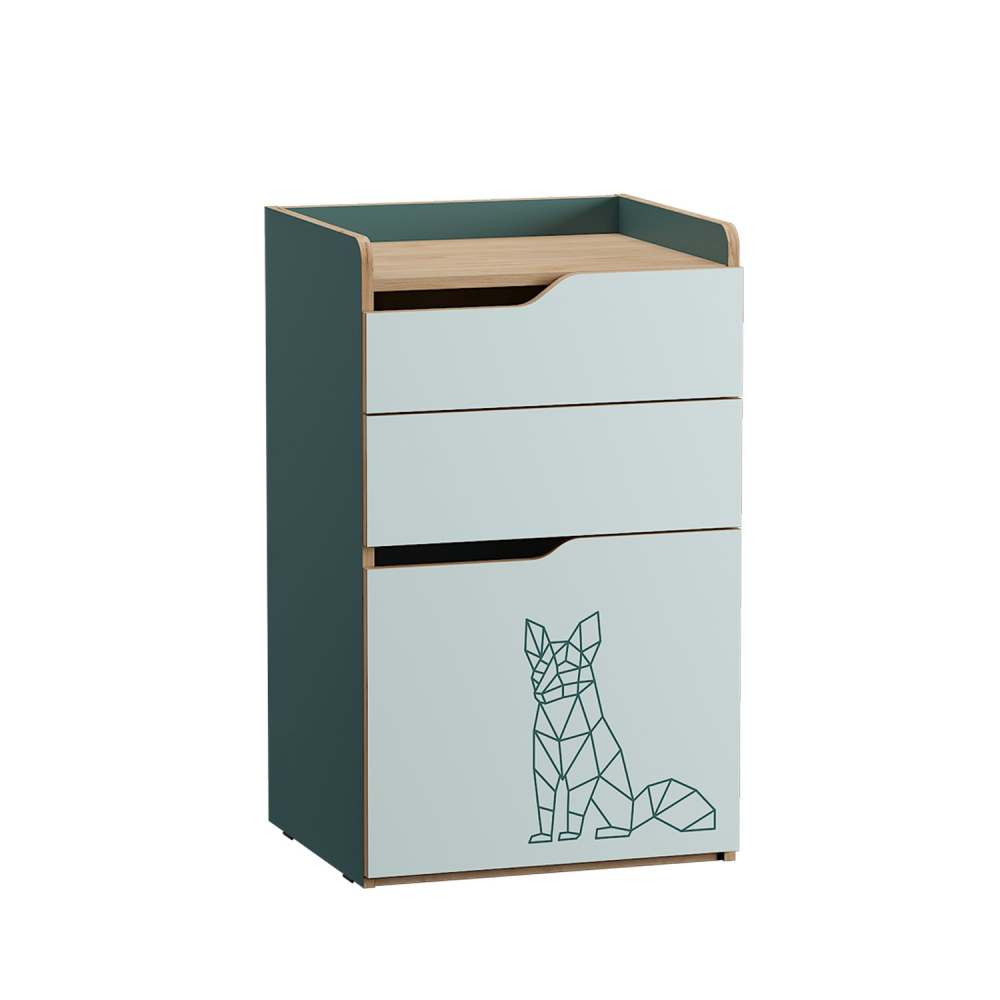 Комод 13.105 «Гудвин» Гикори Рокфорд/Бензин/Мята, ширина 45 см