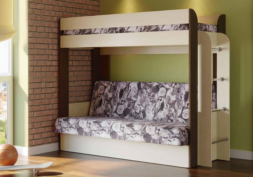 Кровать 2-х ярусная «Немо» с матрасом ясень шимо Лас Вегас