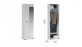 Шкаф 2-х дверный с зеркалом «Йорк» Белый жемчуг/Белый глянец