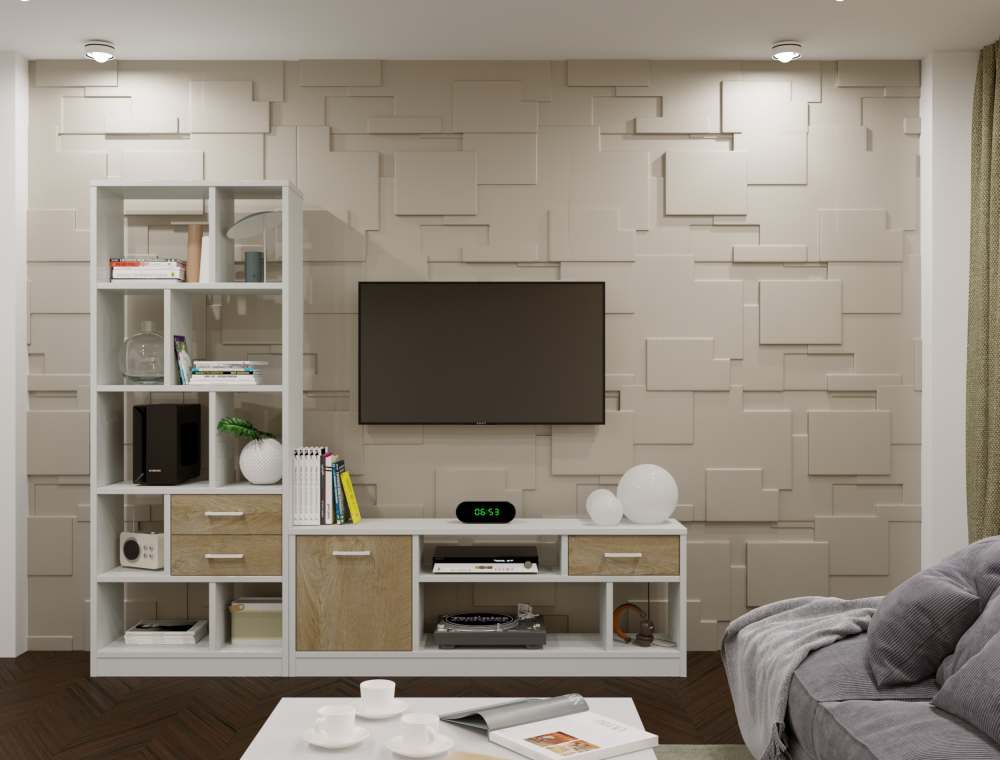 Гостиная «Виктория 003» Белый/дуб роше вариант 2