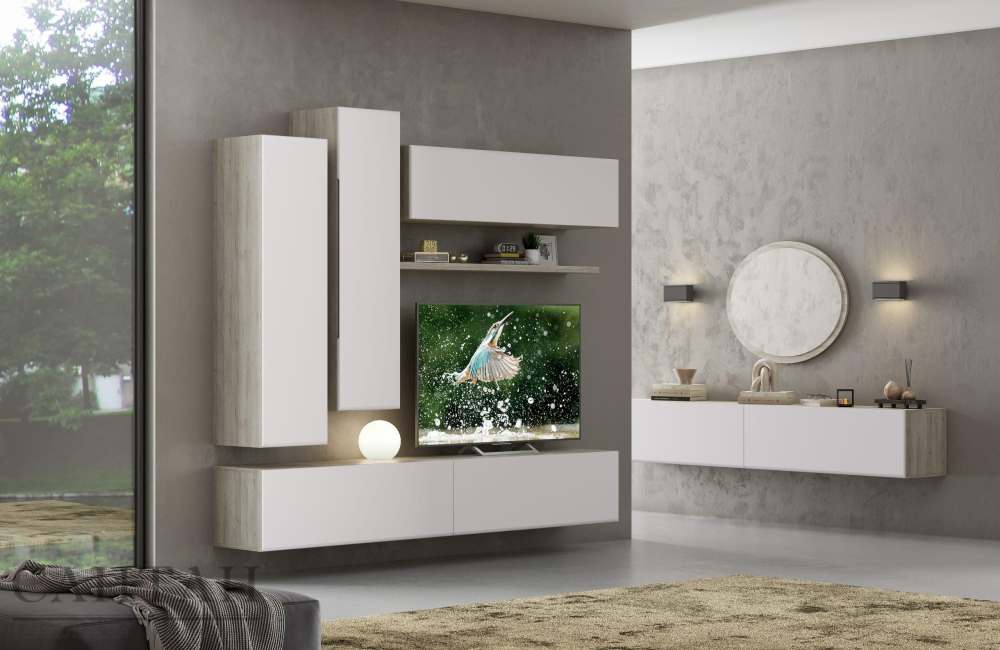 Гостиная «Уна Лофт 8» Дуб серый/Milk