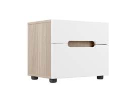 Тумба прикроватная ТМ-023 «Палермо-3» Ясень шимо светлый/МДФ Белый глянец