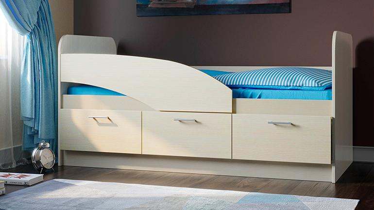 Кровать одинарная 06.223 «Минима» 1800 Вудлайн кремовый