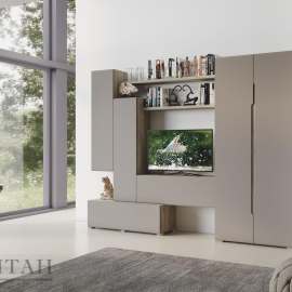 Гостиная «Уна Лофт 9» Дуб серый/Гляссе