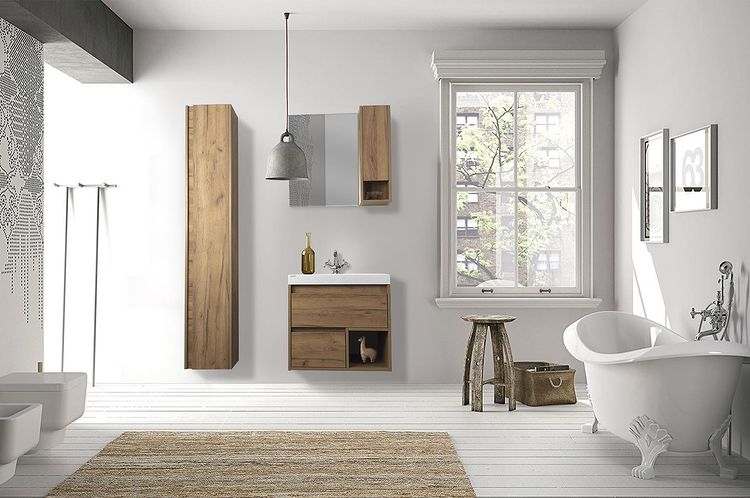 Тумба навесная под раковину Дуб крафт золотой, от 50 до 90 см