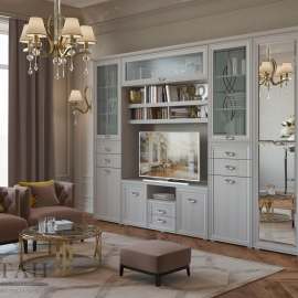 Гостиная «Эйми 8» Бодега белая патина/Серебро