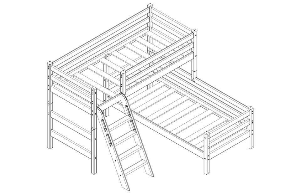 Кровать угловая «Соня» с наклонной лестницей