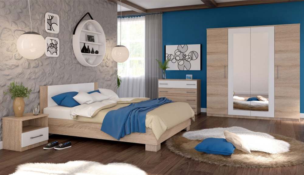 Модульная спальня «Аврора» Сонома/Белый вариант 4