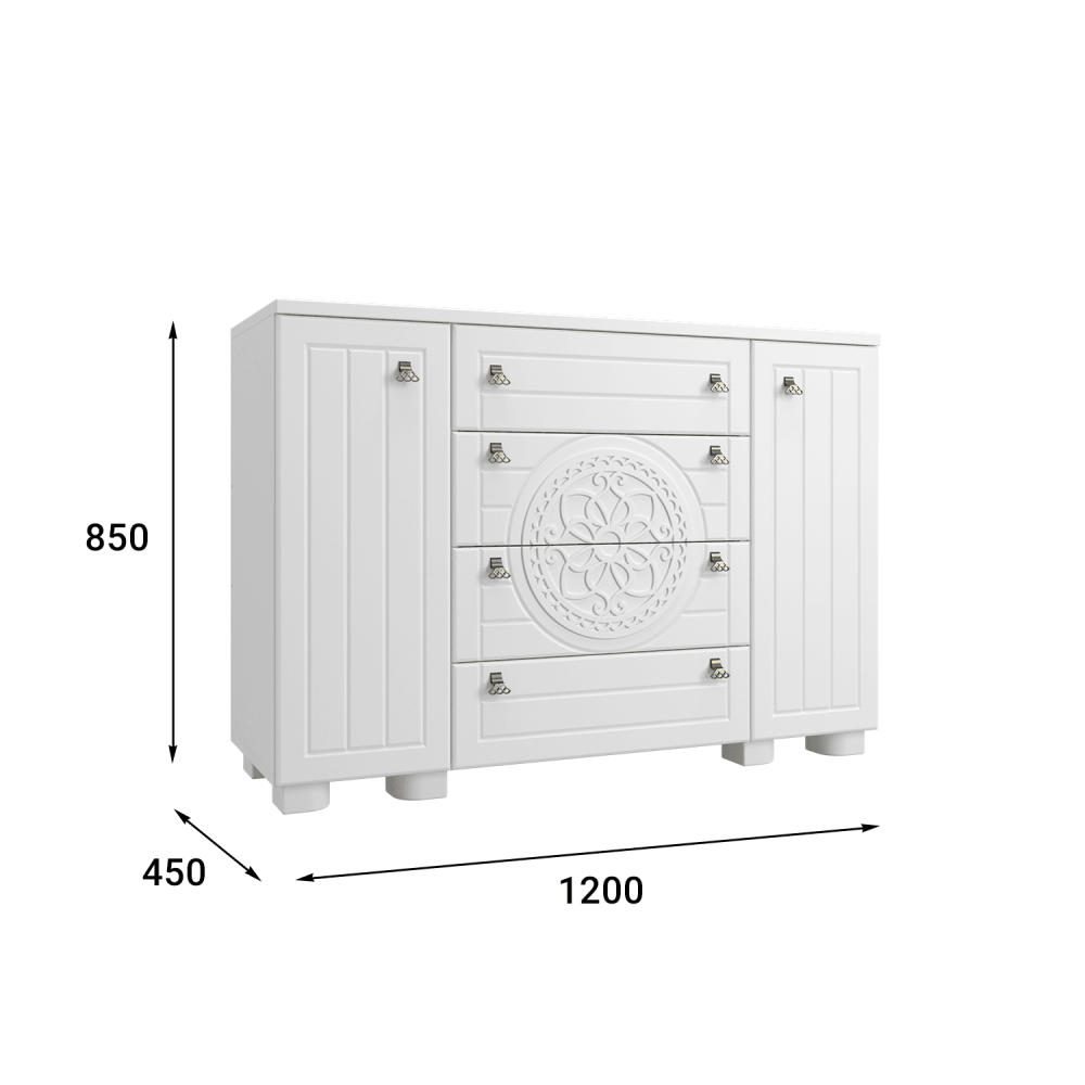 Комод «Монблан» МБ-36К белое дерево, высота 85 см