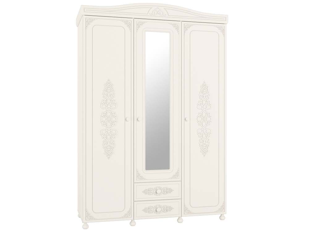 Шкаф трехстворчатый с зеркалом «Ассоль» АС-27 Белое дерево, 152,8х56,6х223 см