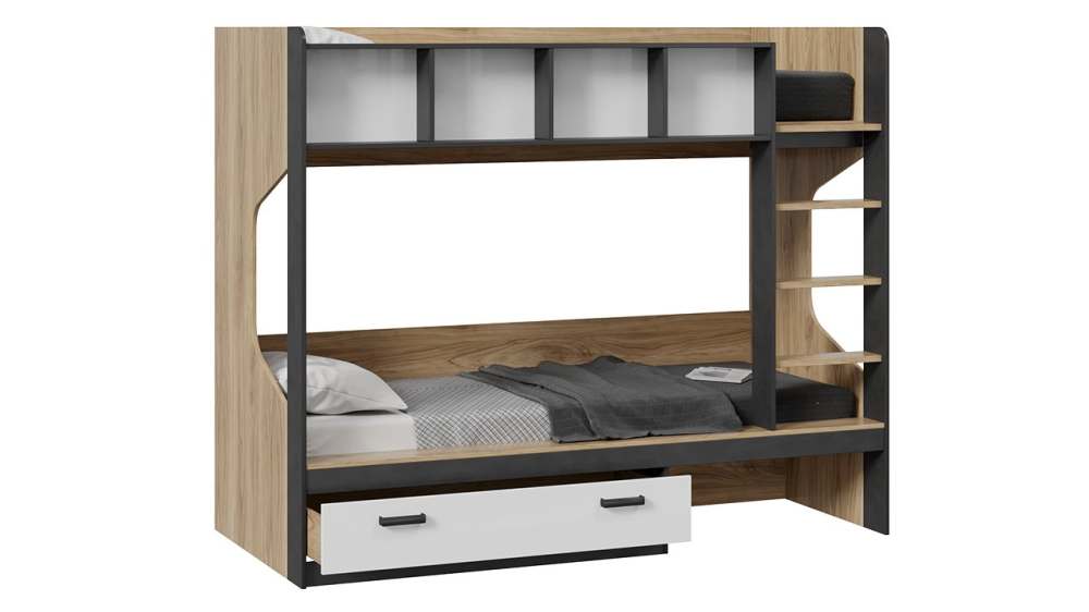 Кровать двухъярусная «Рико» Белый/Коричневый