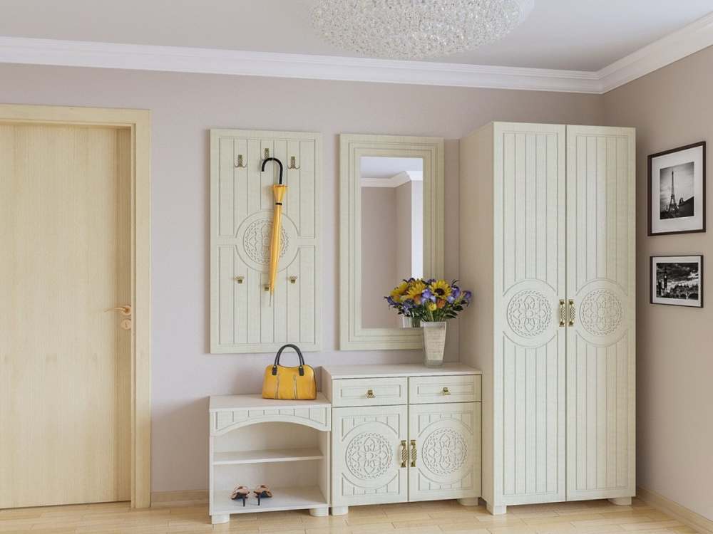 Модульная прихожая «Монблан» Берёза снежная/венге светлый распил вариант 8