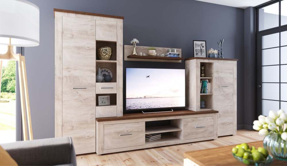 Стенка «Мэдисон» Дуб эндгрейн/Дуб экспрессив бронзовый