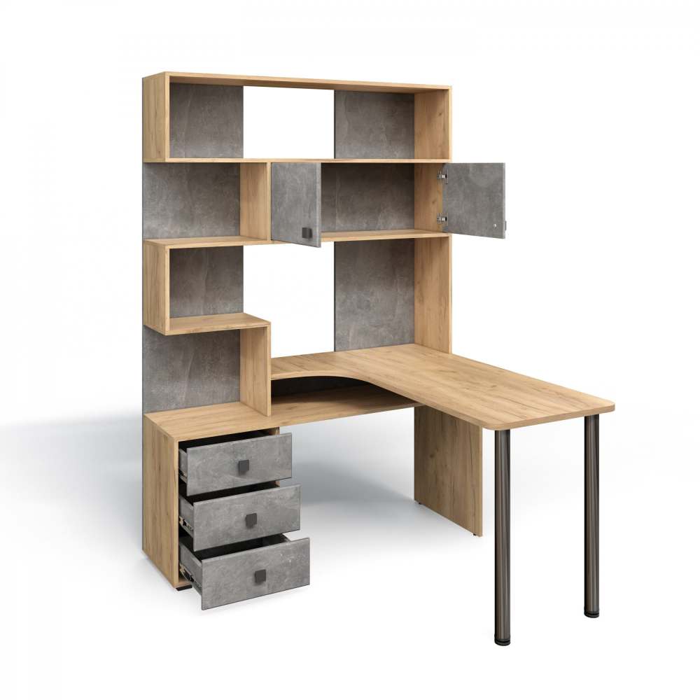 Компьютерный стол правый «СК-10» Дуб крафт золотой/Бетон ателье