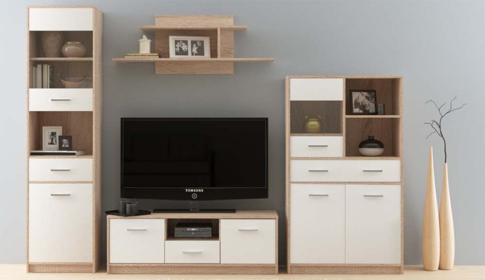 Тумба ТВ 2д1ящ «Стелс» Дуб сонома/Белый