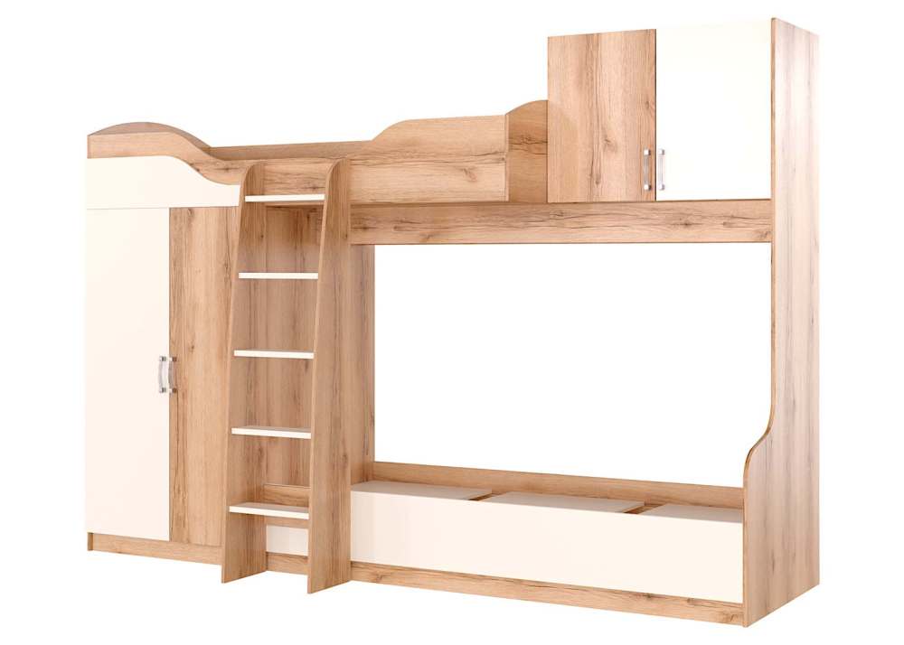 Кровать двухъярусная «Рио» Дуб Делано/Белый