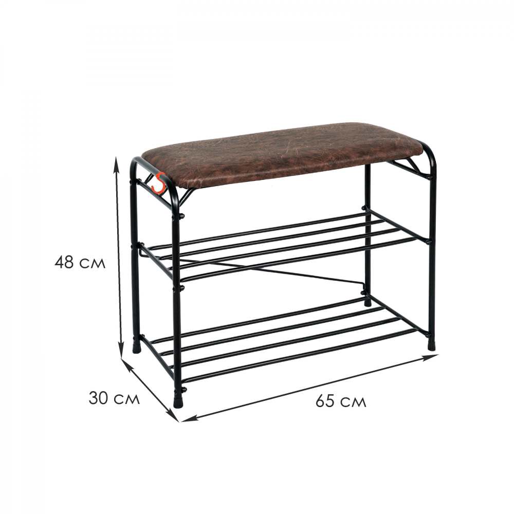 Подставка для обуви 3-х полочная 60 с сиденьем Размеры