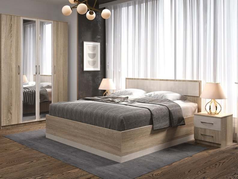 Спальный гарнитур «Маркиза» Сонома/Шелковый камень