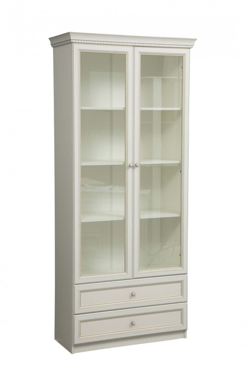 Шкаф комбинированный 40.03 «Эльмира» Белый/Белая кожа патина