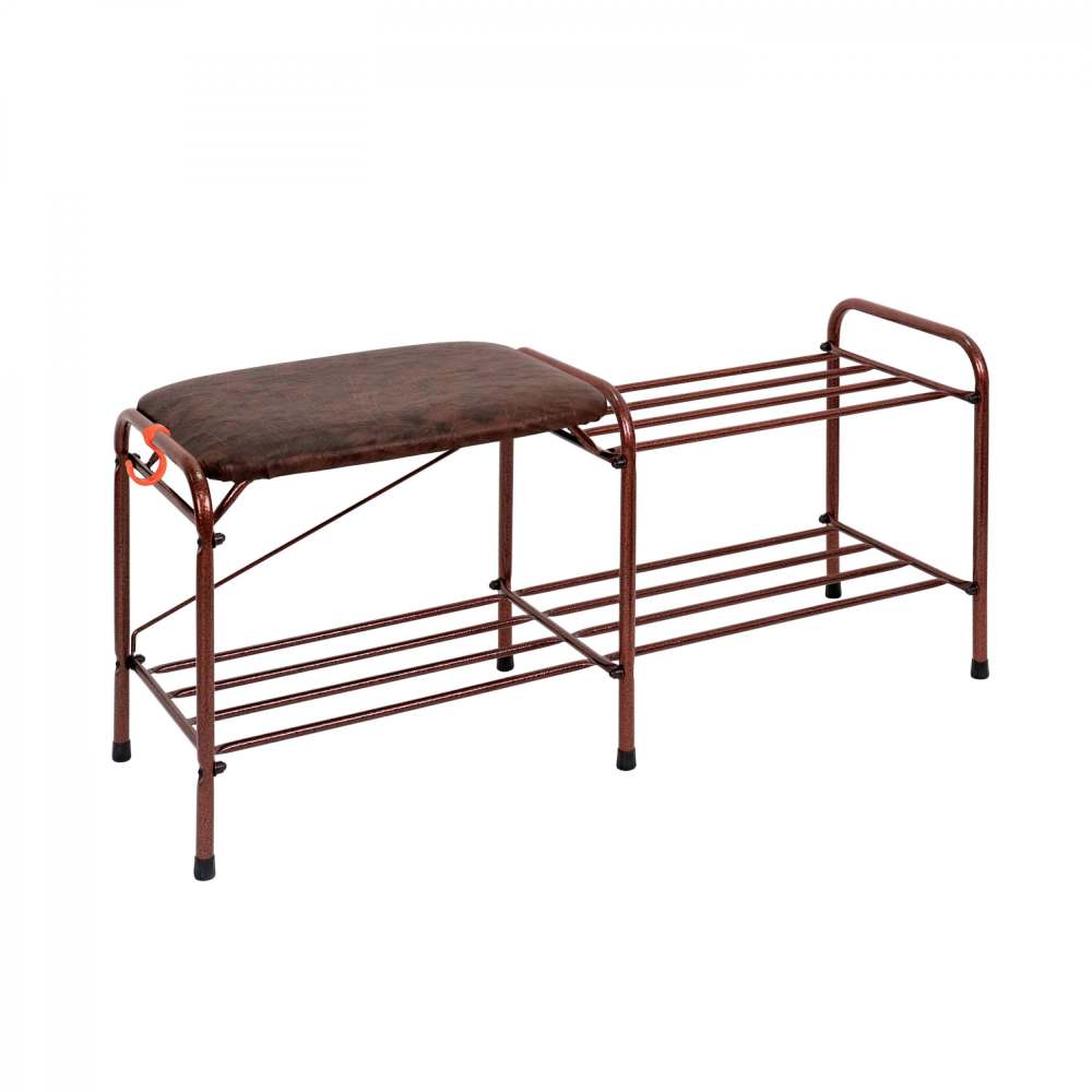 Подставка для обуви 2-х полочная 80 с сиденьем Медный антик