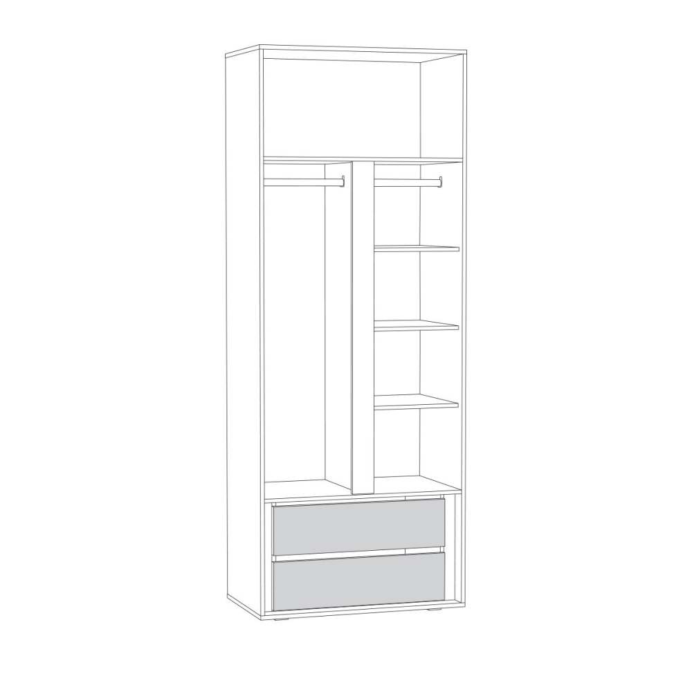 Шкаф двухстворчатый 13.198 «Муссон» Белый  внутреннее наполнение