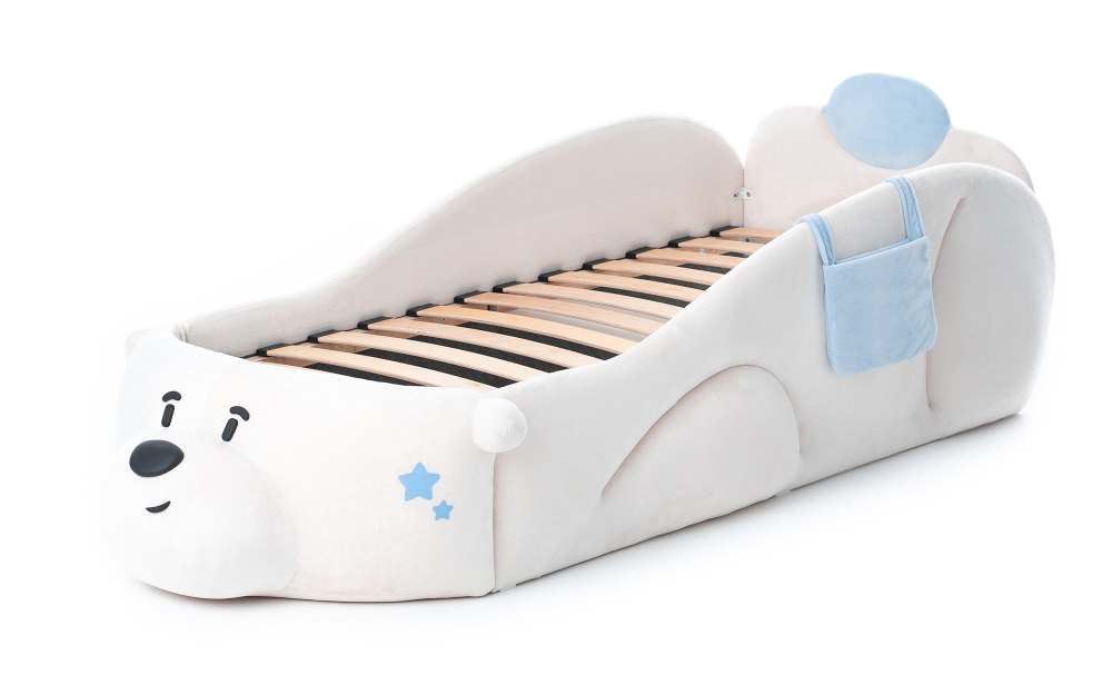 Кровать-игрушка с кармашком «Мишка Pasha» Белый велюр