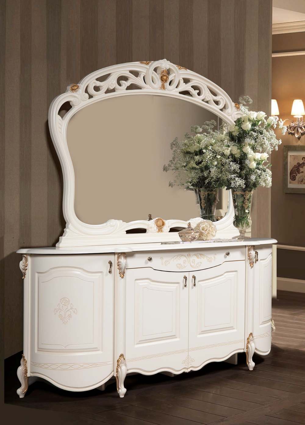 Тумба с зеркалом «Аллегро» Белый, ширина 186,5 см