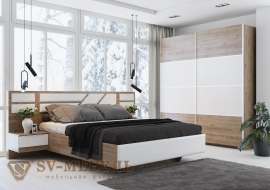 Модульная спальня «Лагуна-8» Гикори темный/Белый матовый вариант 2