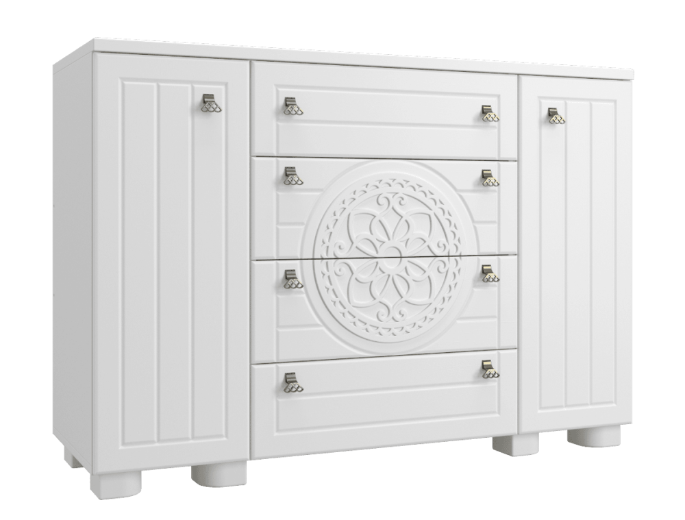 Комод «Монблан» МБ-36К белое дерево, высота 85 см