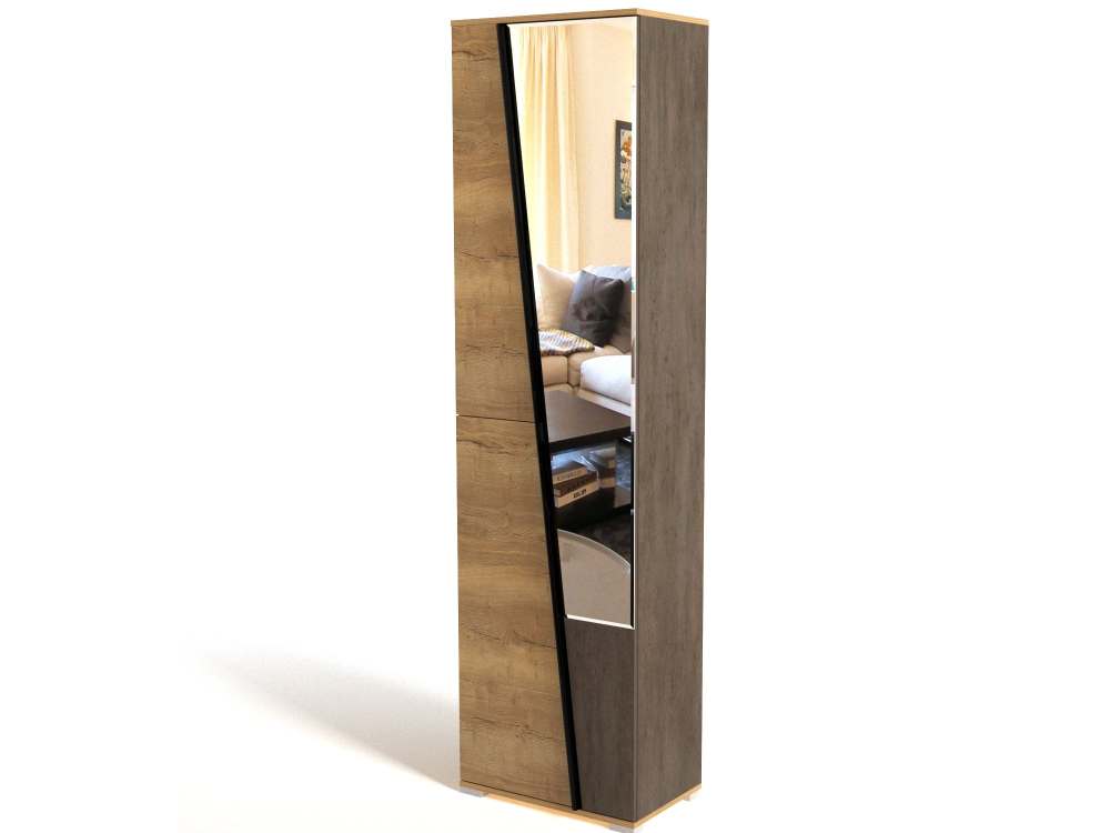 Шкаф для одежды с зеркалом  ПС-1 «Стреза» Дуб Галифакс натуральный