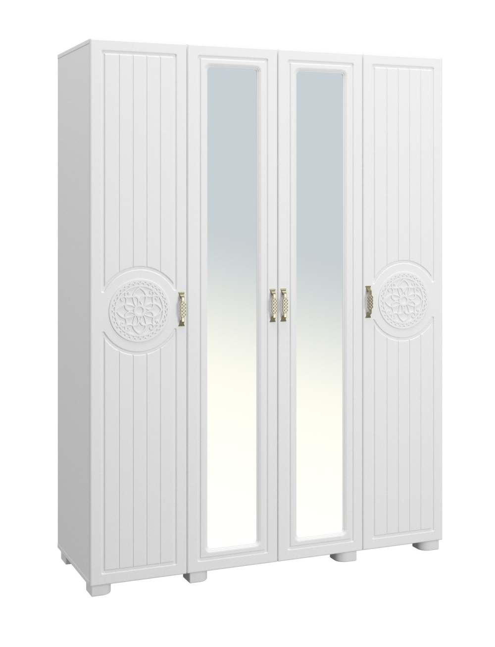 Шкаф четырёхдверный (комбинированный) «Монблан» МБ-25К белое дерево