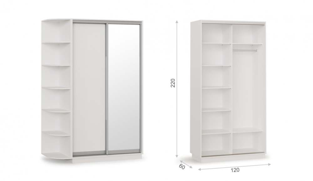 Шкаф-купе двухдверный 120х220 ДЗ «Тетрис» Белый жемчуг