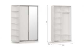 Шкаф-купе двухдверный 120х220 ДЗ «Тетрис» Белый жемчуг