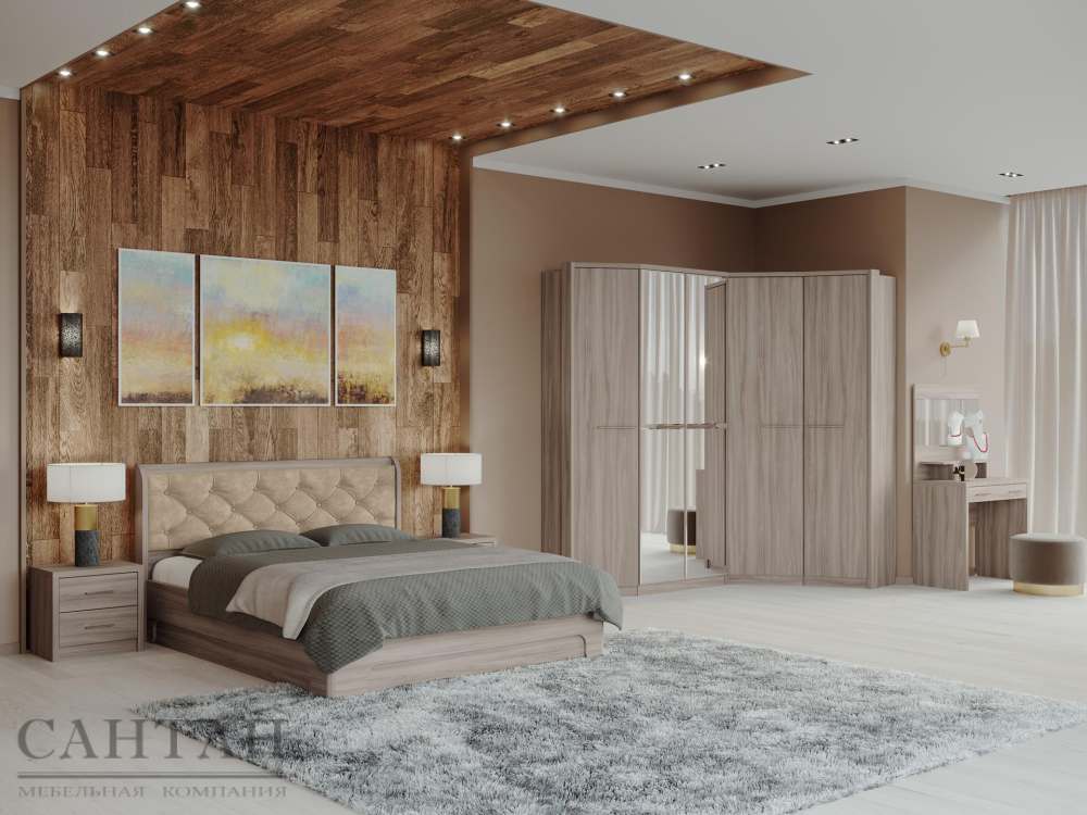 Спальня «Луна 8» Ясень шимо светлый/Alpina 2