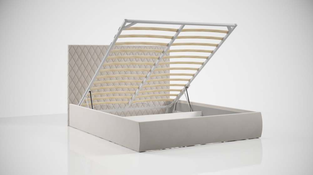 Интерьерная кровать с подъемным механизмом «Стелла» Микровелюр бежевый